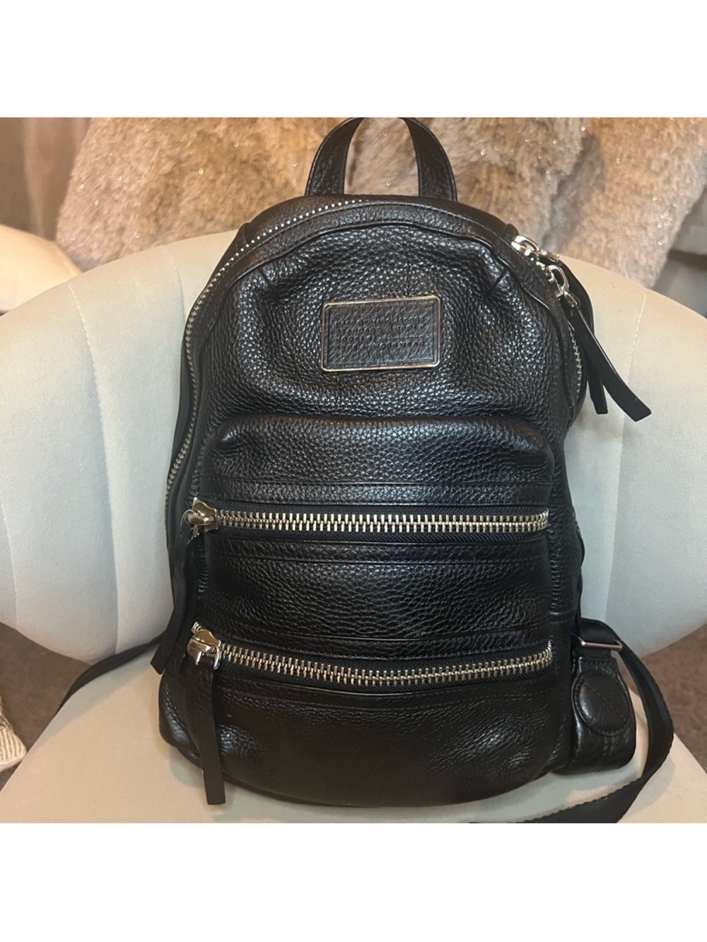 Marc by Marc Jacobs Black Leather Mini Backpack with Front Zippers - Unbranded